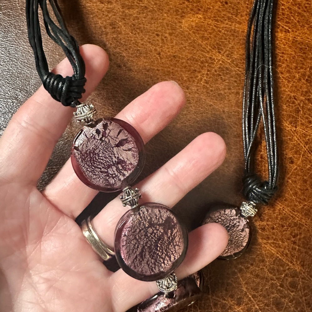 Black with large Purple beads Necklace
